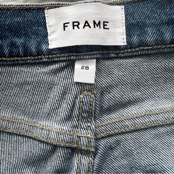 Frame Le Cutoff Frayed Hem Denim Shorts In Kerwin Blue Women Size 28 - Picture 5 of 7